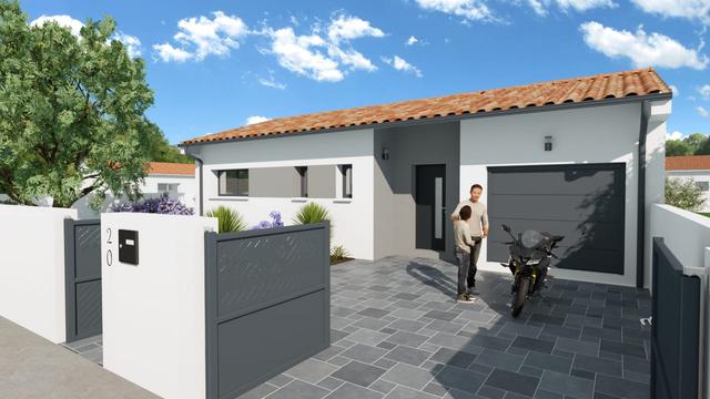 Maison moderne neuve avec jardin et garage