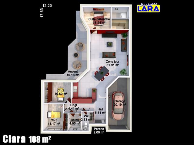 Plan maison moderne Clara 108m² avec garage