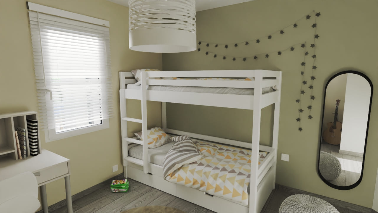 Chambre moderne lits superposés design épuré décoration tendance