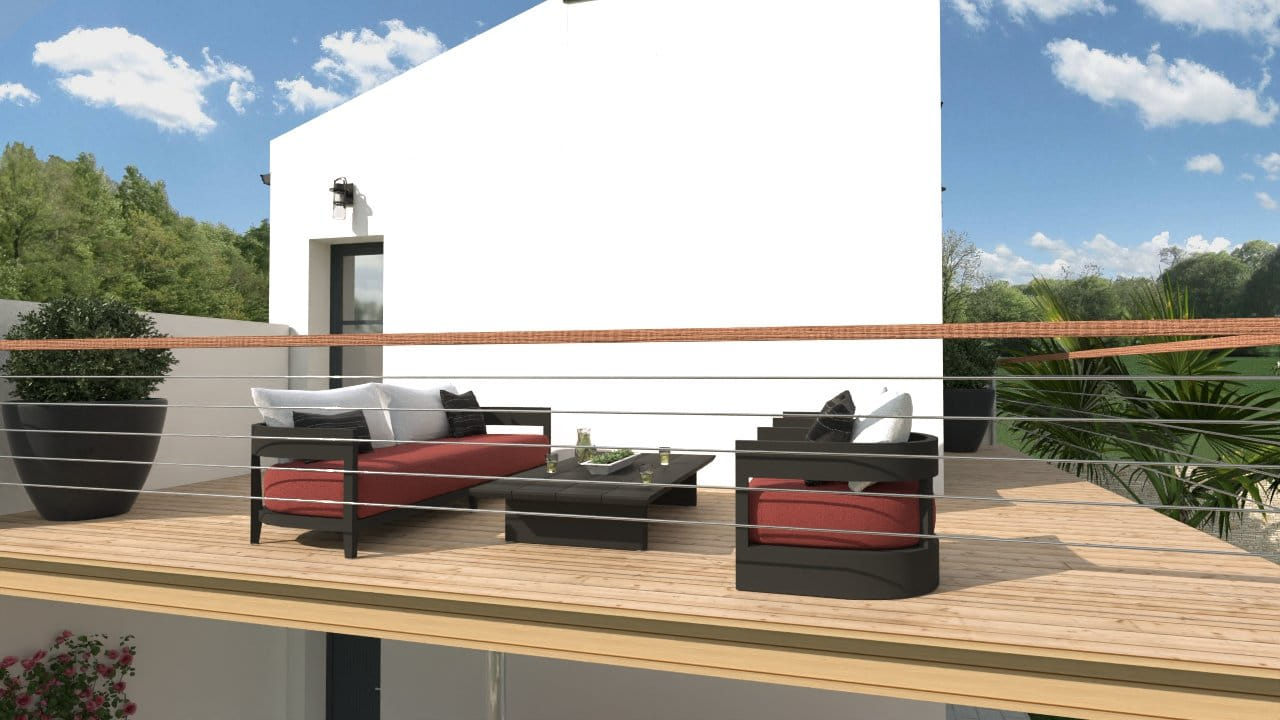 Terrasse moderne mobilier élégant design extérieur chic nature