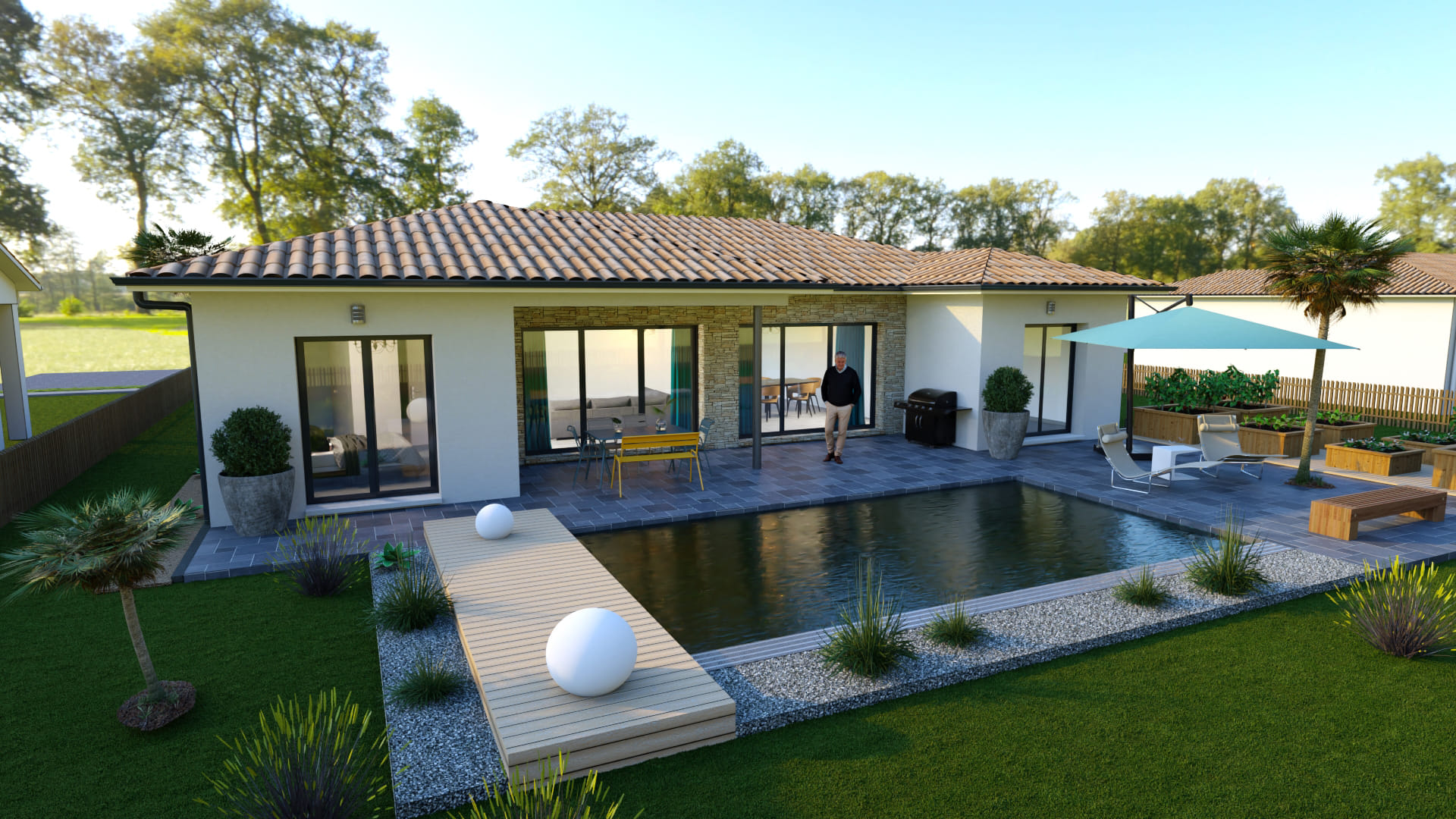 Maison avec piscine et jardin