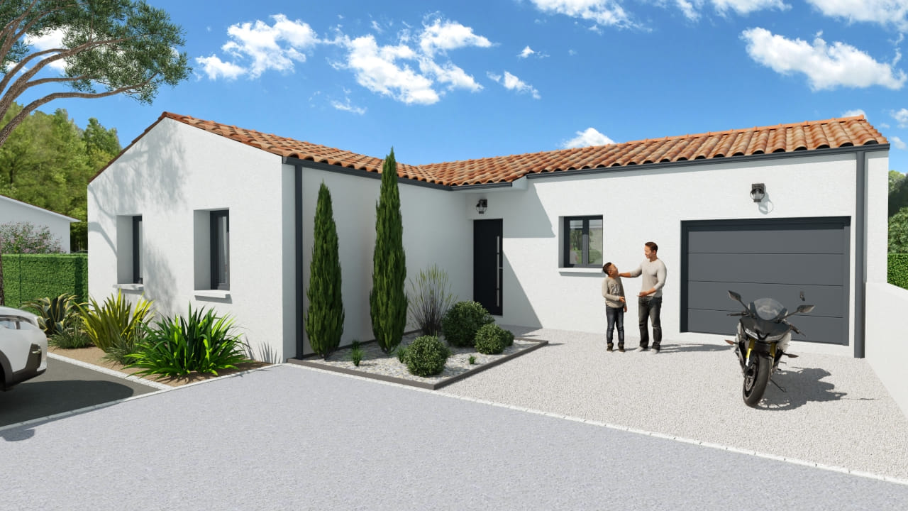 Maison neuve avec garage et jardin