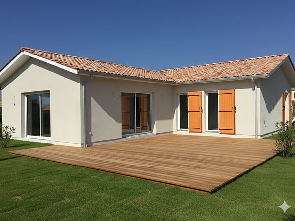 Maison en L façade Sud